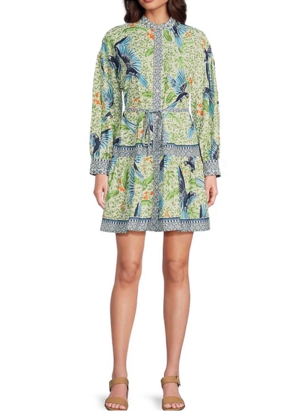 Alex Marie Wren Tropical Parrot Bird Shirt Dress Size 6 NWOT